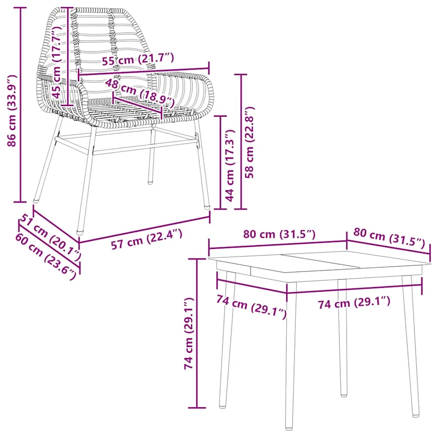 Ensemble à manger de jardin 5 pcs noir résine tressée verre - 10