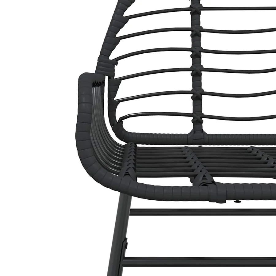 Ensemble à manger de jardin 5 pcs noir résine tressée verre - 6