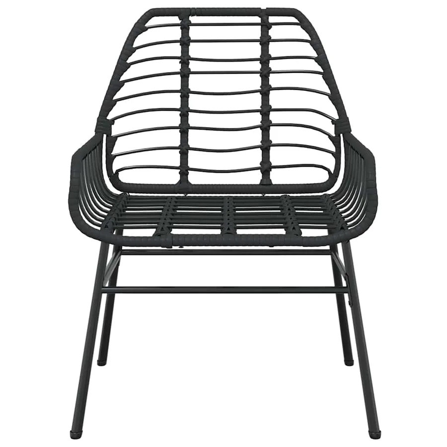 Ensemble à manger de jardin 7pcs noir poly rotin verre - 5