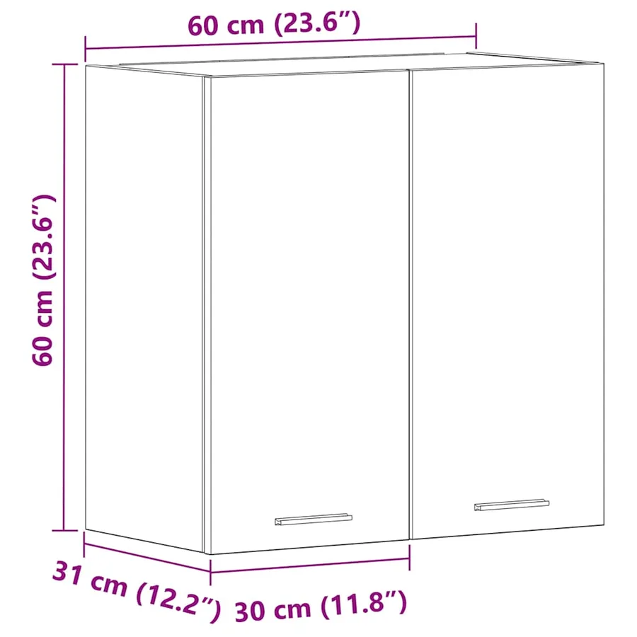 Armoire suspendue "Lyon" Blanc 60 x 31 x 60 cm Bois d'ingénierie - 12