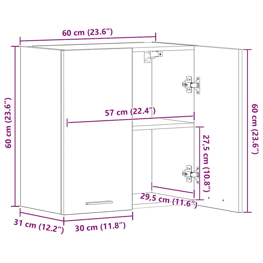 Armoire suspendue "Lyon" Blanc 60 x 31 x 60 cm Bois d'ingénierie - 14