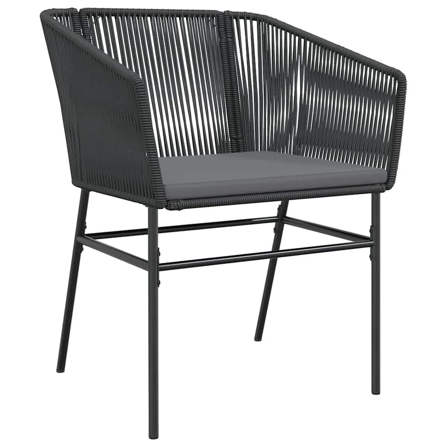 Ensemble à manger de jardin et coussins 3 pcs noir rotin verre - 4