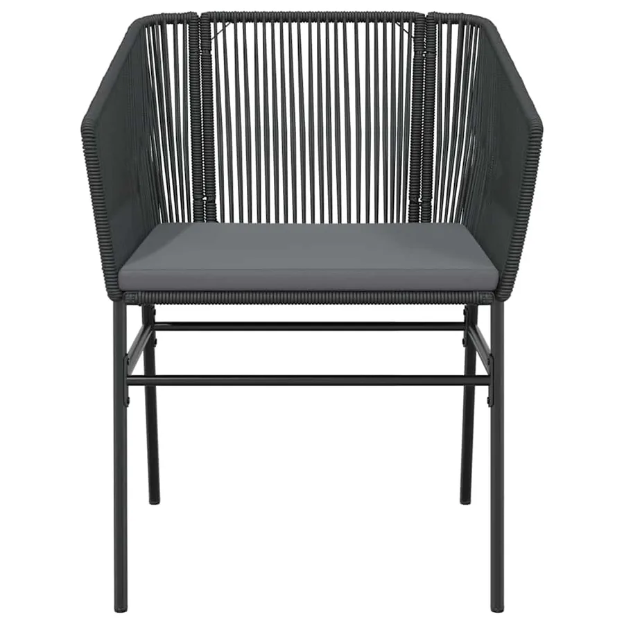 Ensemble à manger de jardin et coussins 3 pcs noir rotin verre - 5