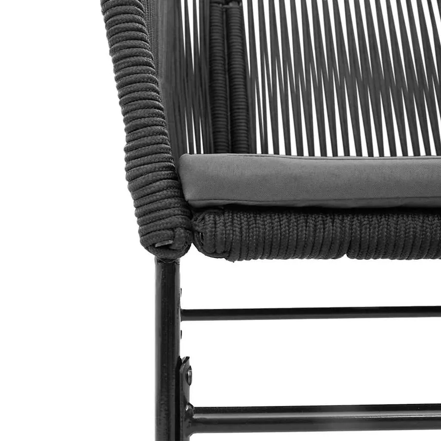 Ensemble à manger de jardin et coussins 3 pcs noir rotin verre - 8