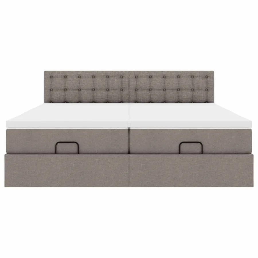 Cadre de lit ottoman avec matelas taupe 200x200cm tissu - 8