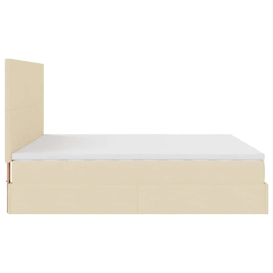 Cadre de lit ottoman avec matelas crème 200x200cm tissu - 9