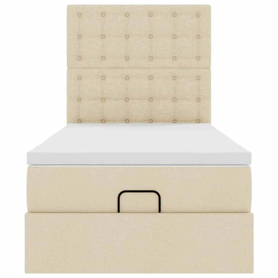 Cadre de lit ottoman avec matelas crème 100x200cm tissu - 8