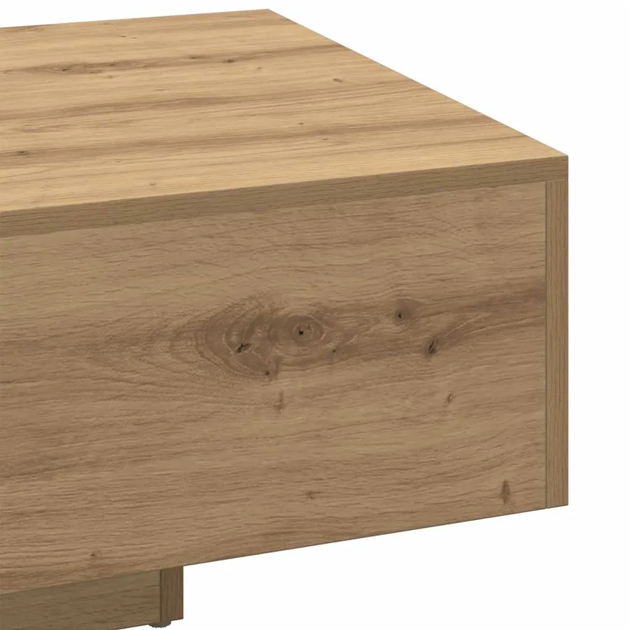 Table basse chêne artisanal 85x55x31 cm bois d'ingénierie - 7