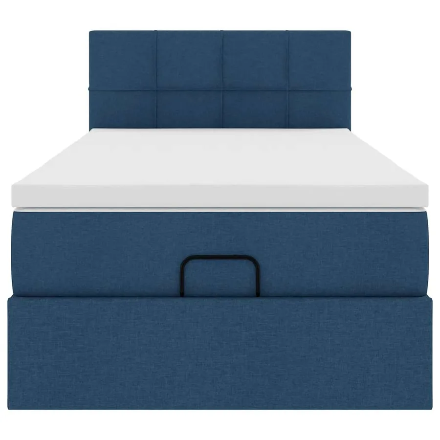 Lit ottoman avec matelas bleu 100x200 cm tissu - 7