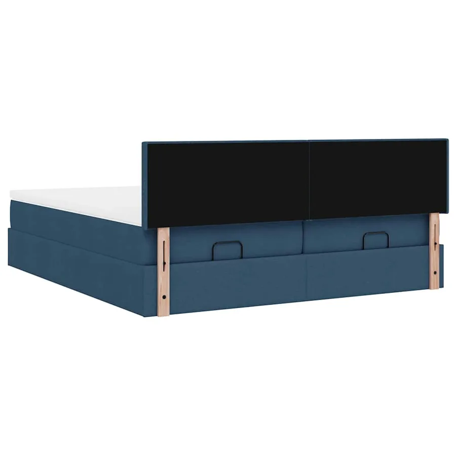 Cadre de lit ottoman avec matelas bleu 200x200cm tissu - 11