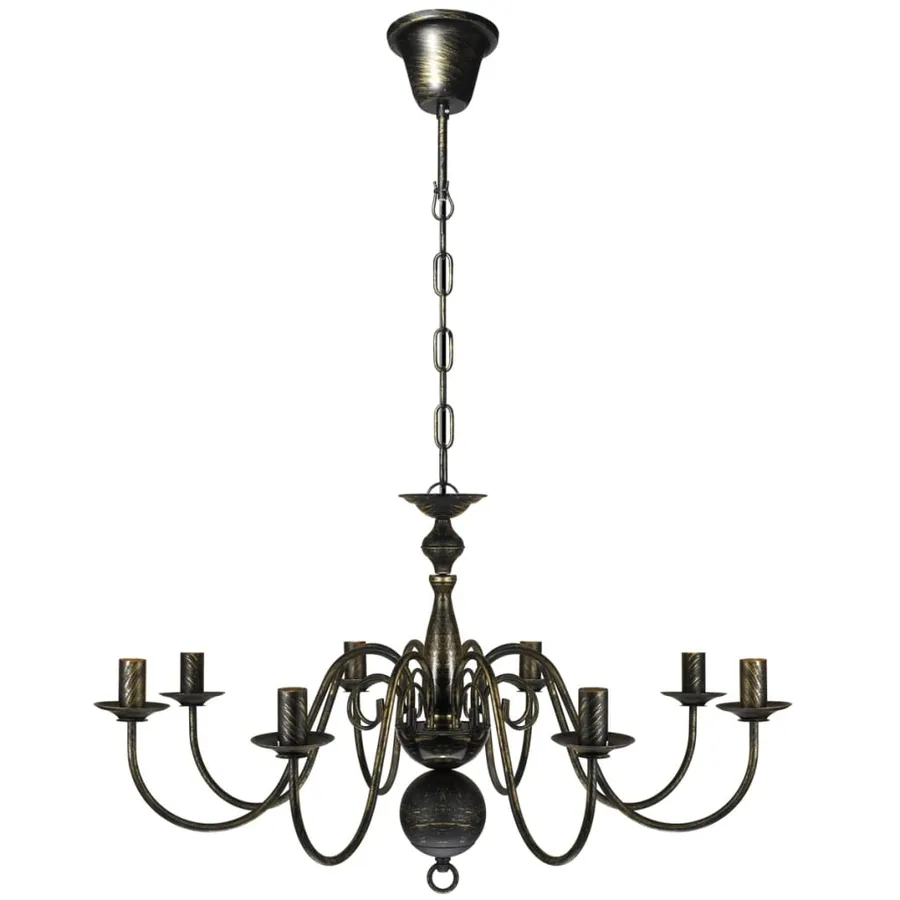 Lustre en métal noir antique 8 x E14 ampoules - 2