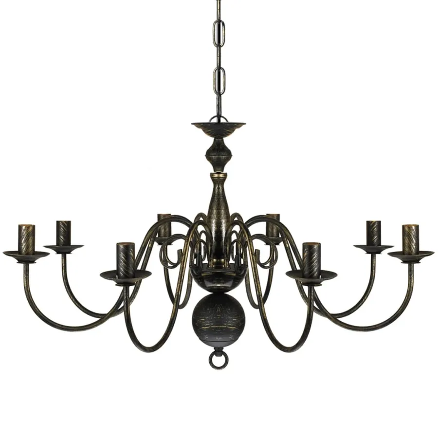 Lustre en métal noir antique 8 x E14 ampoules - 3