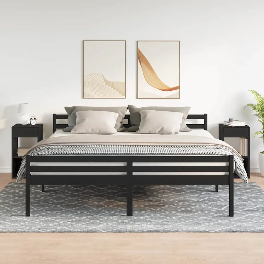 Tables de chevet avec tiroir 2 pcs chêne noir 35x34x66,5 cm - 3