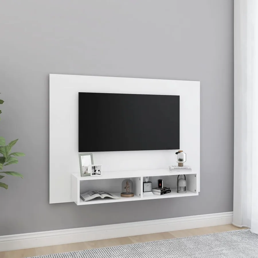 Meuble TV mural Blanc 120x23,5x90 cm Bois d’ingénierie