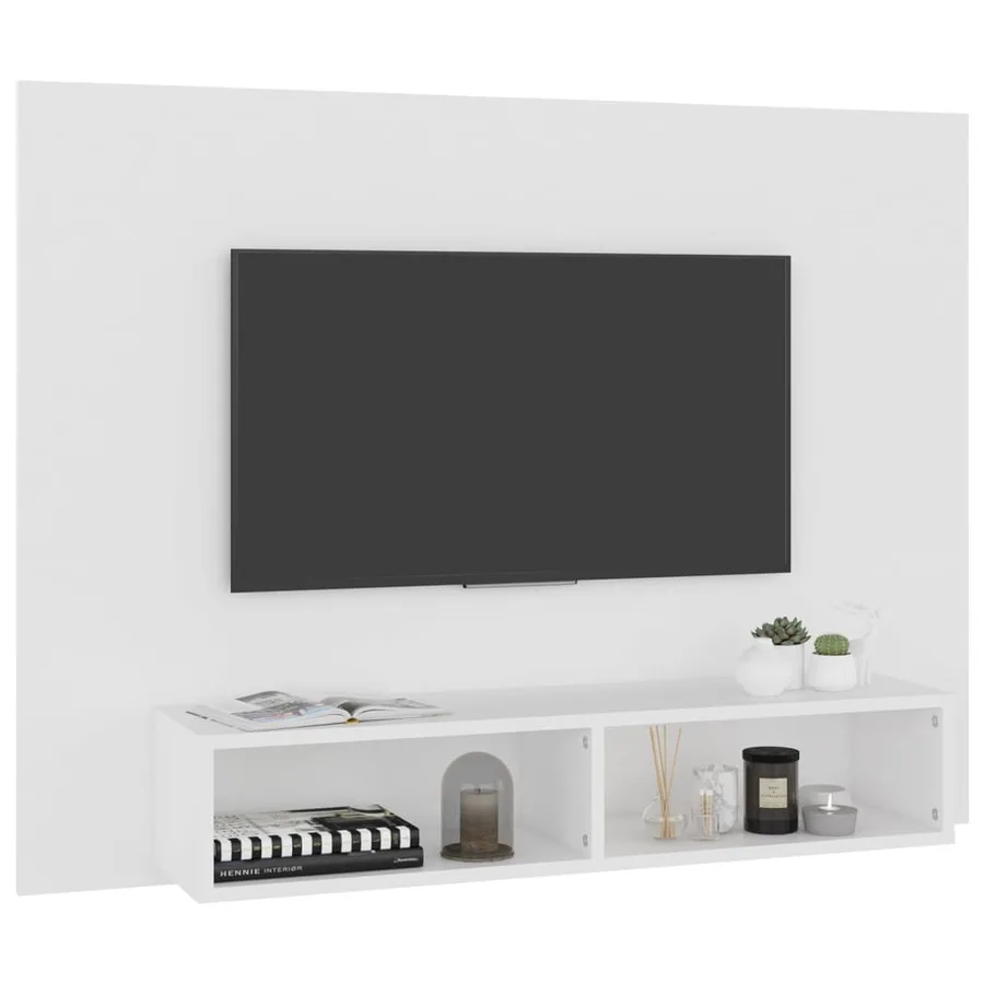 Meuble TV mural Blanc 120x23,5x90 cm Bois d’ingénierie - 5
