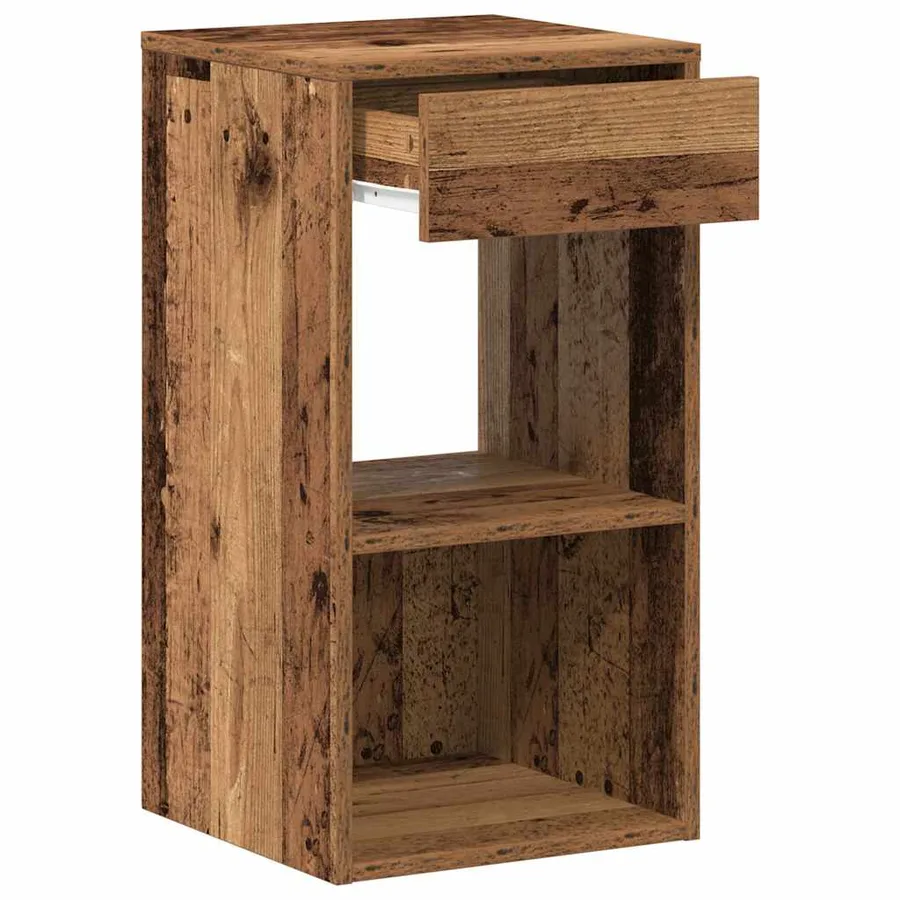Tables de chevet avec tiroir 2 pcs vieux bois 35x34x66,5 cm - 6
