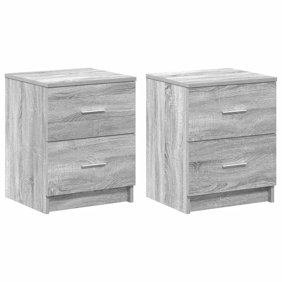 Tables de chevet 2 pcs avec 2 tiroirs Gris Sonoma 40x36x50 cm - 2