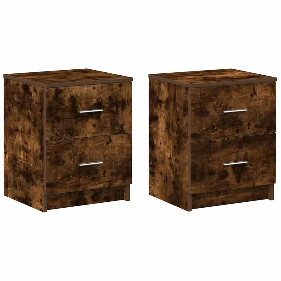 Tables de chevet 2 pcs avec 2 tiroirs chêne fumé 40x36x50 cm - 2