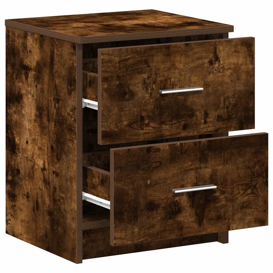 Tables de chevet 2 pcs avec 2 tiroirs chêne fumé 40x36x50 cm - 4