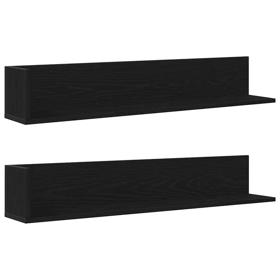 Étagères murales 2 pcs noir 100x16,5x16,5 cm bois d'ingénierie - 2