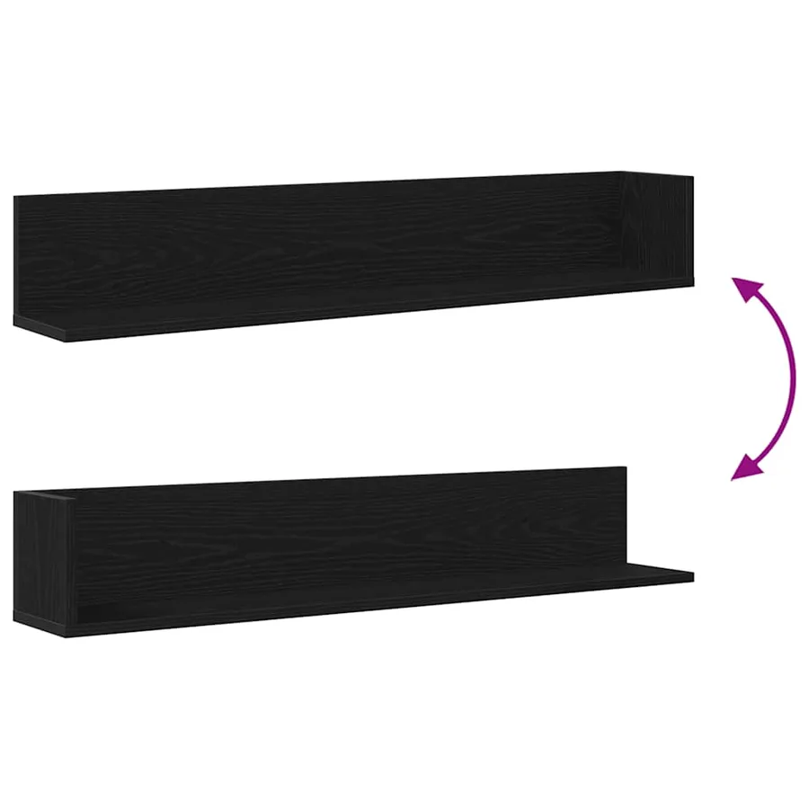 Étagères murales 2 pcs noir 100x16,5x16,5 cm bois d'ingénierie - 8