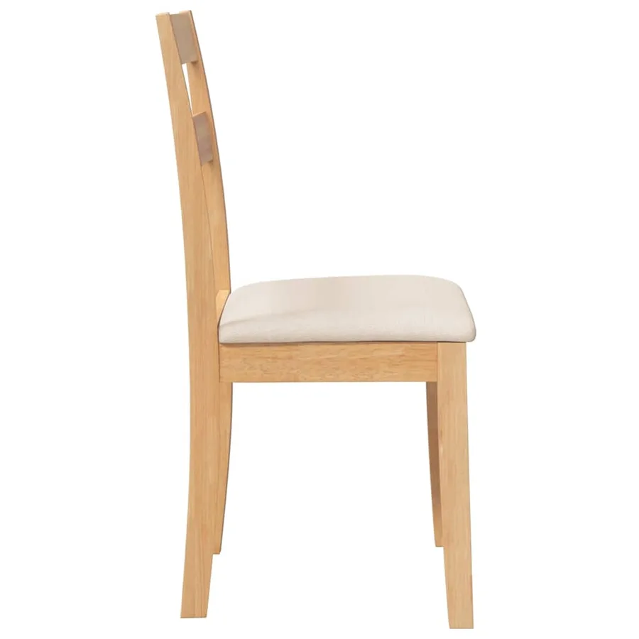 Chaises à manger coussins 2 pcs naturel bois massif caoutchouc - 6