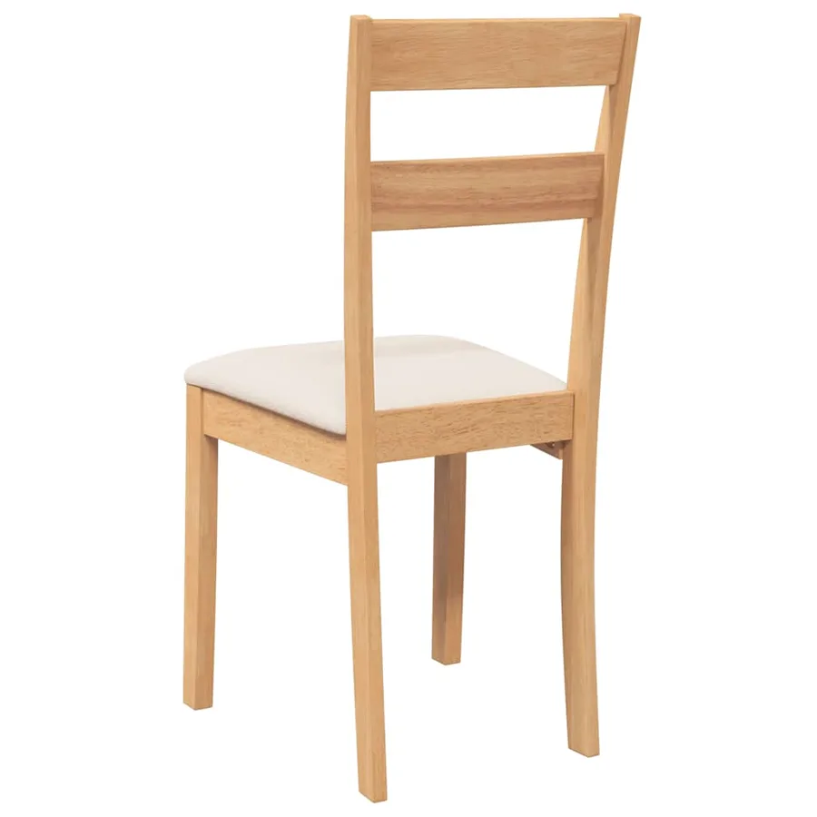 Chaises à manger coussins 2 pcs naturel bois massif caoutchouc - 7