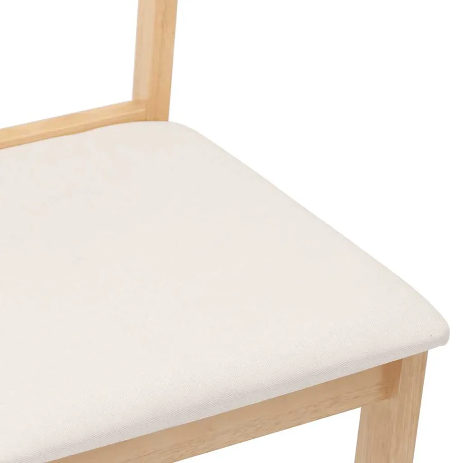 Chaises à manger coussins 2 pcs naturel bois massif caoutchouc - 8