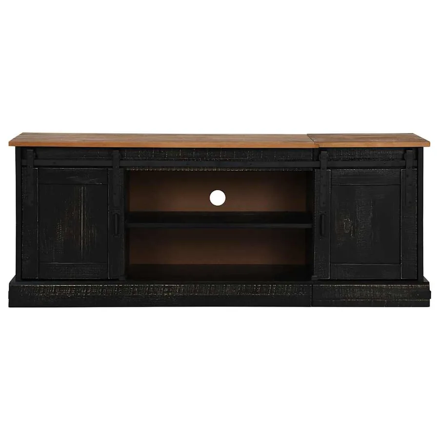 Meuble TV HALDEN 2 portes coulissantes noir 150x40x60 cm - 3
