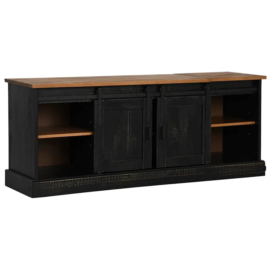 Meuble TV HALDEN 2 portes coulissantes noir 150x40x60 cm - 4