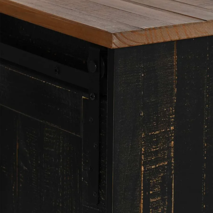 Meuble TV HALDEN 2 portes coulissantes noir 150x40x60 cm - 7
