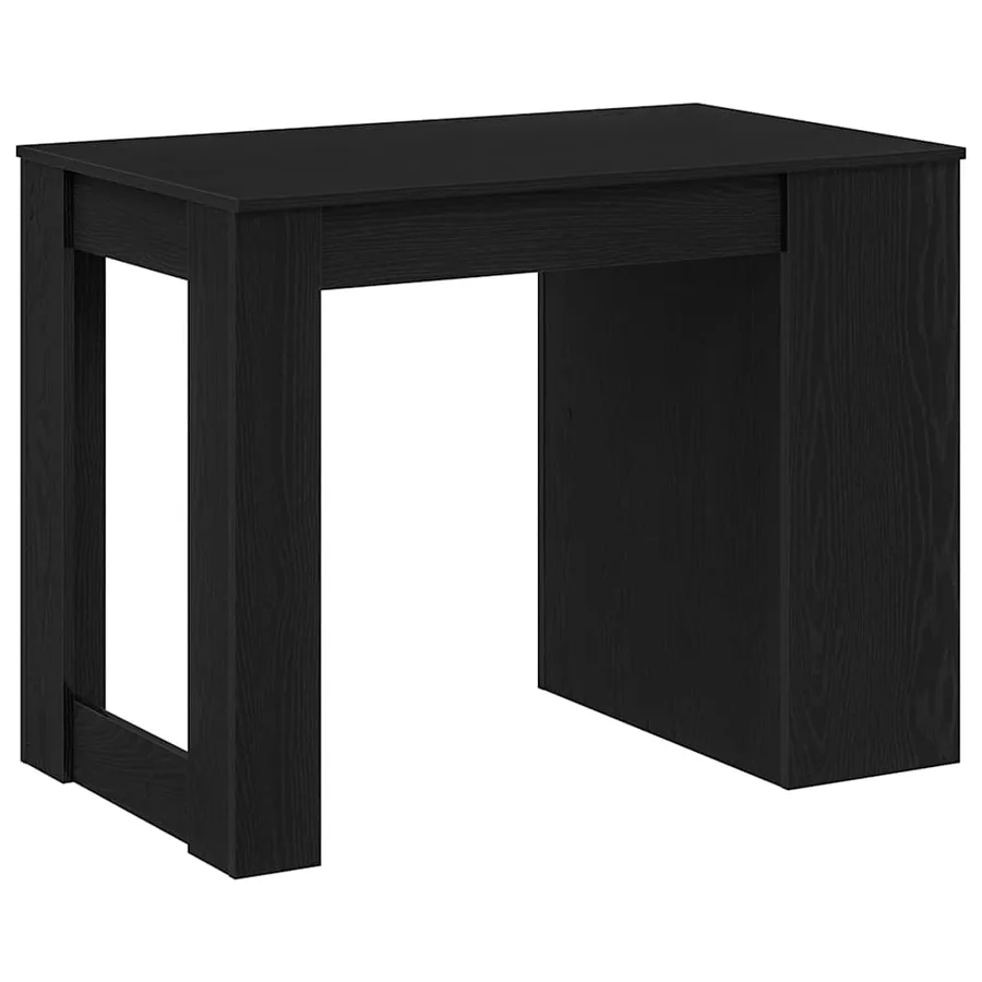 Bureau avec tiroir et étagère chêne noir bois d'ingénierie - 7