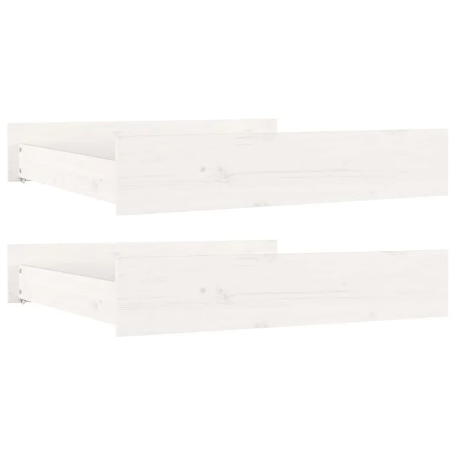Tiroirs de lit 2 pcs blanc Bois de pin massif - 2