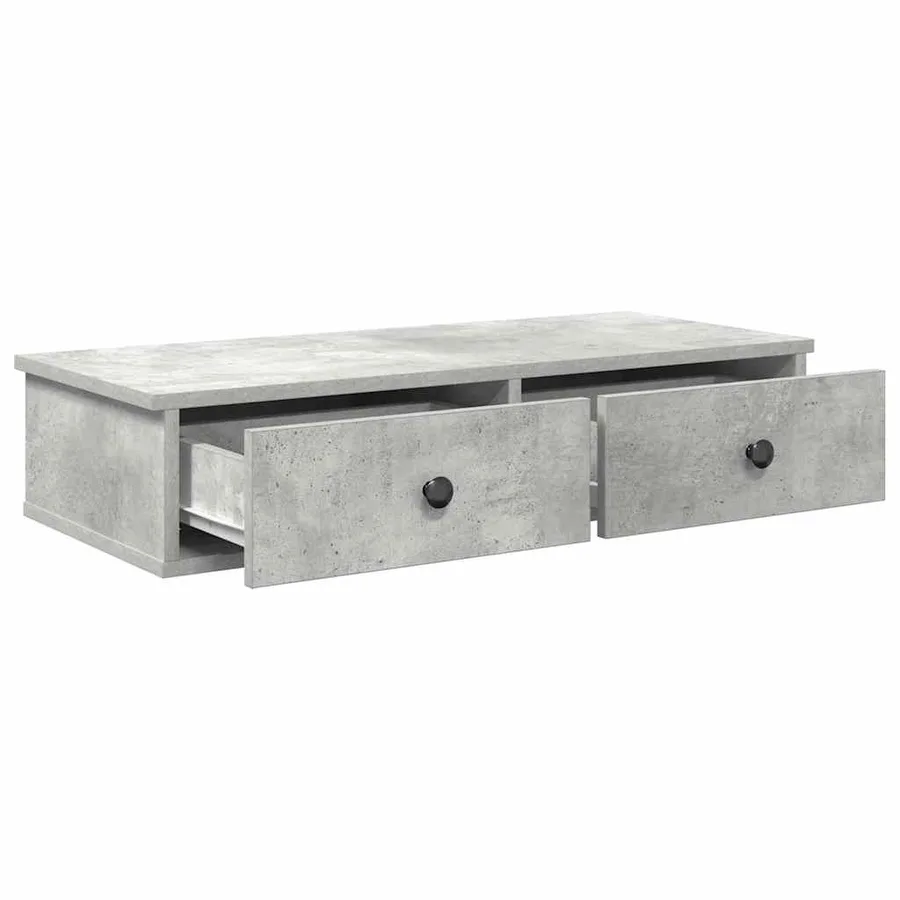 Étagère murale avec tiroirs gris béton bois d'ingénierie - 7