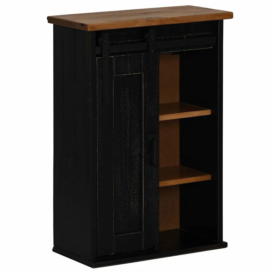 Armoire suspendue HALDEN porte coulissante noir 49x22,5x70 cm - 2