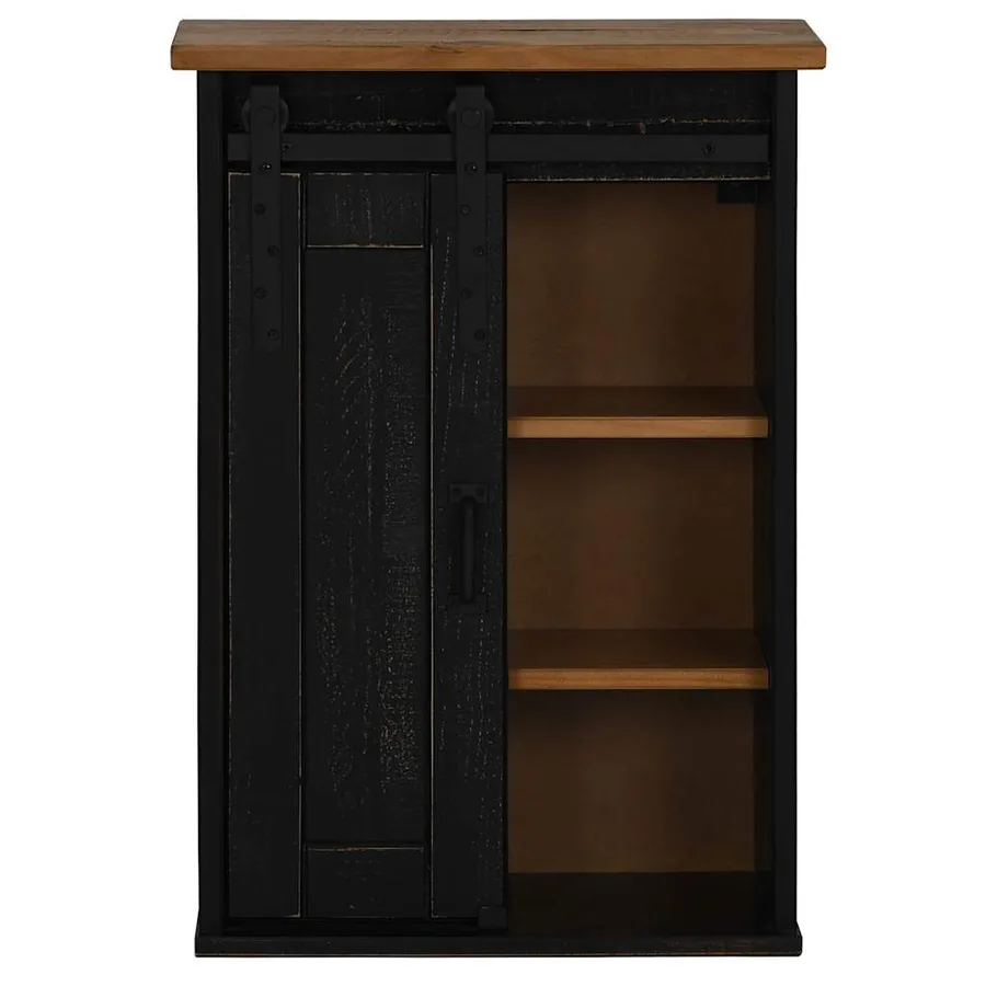 Armoire suspendue HALDEN porte coulissante noir 49x22,5x70 cm - 3