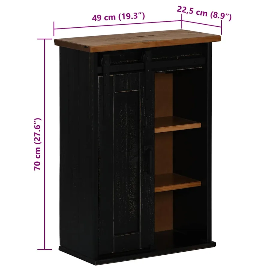 Armoire suspendue HALDEN porte coulissante noir 49x22,5x70 cm - 7