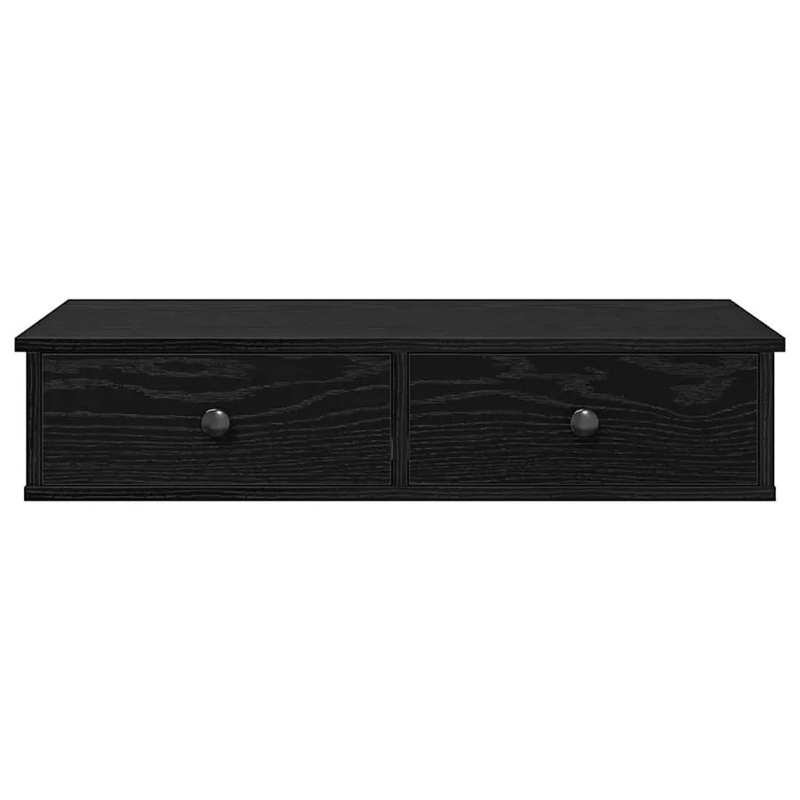 Étagère murale avec tiroirs noir 80x31x17 cm bois d'ingénierie - 4