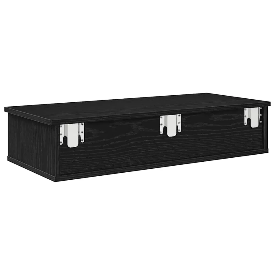 Étagère murale avec tiroirs noir 80x31x17 cm bois d'ingénierie - 6