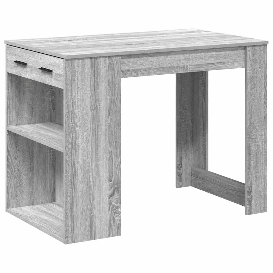 Bureau avec tiroir et étagère sonoma gris bois d'ingénierie - 2