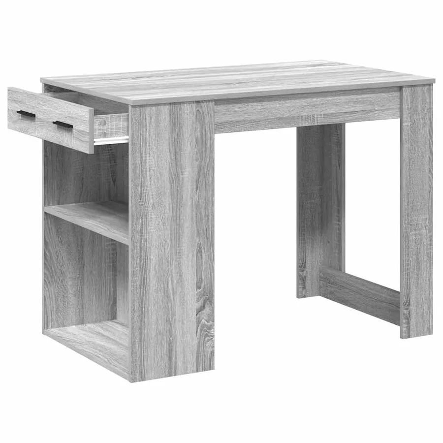 Bureau avec tiroir et étagère sonoma gris bois d'ingénierie - 5