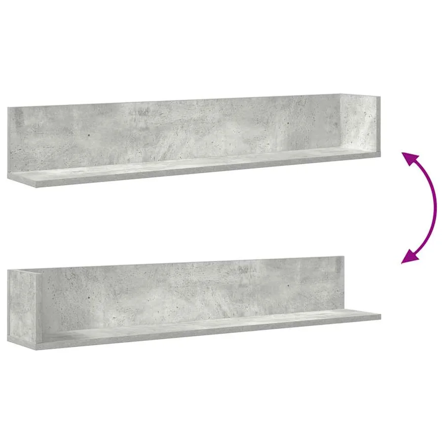 Étagères murales 2 pcs gris béton 100x16,5x16,5 cm - 8