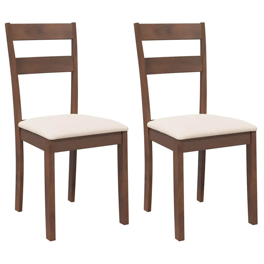 Chaises à manger coussins 2 pcs marron bois massif caoutchouc - 2