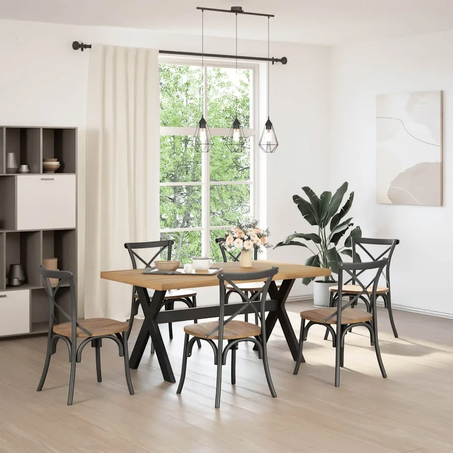 Table à manger NOAIN pieds en forme de X 160x90x75cm massif pin - 2