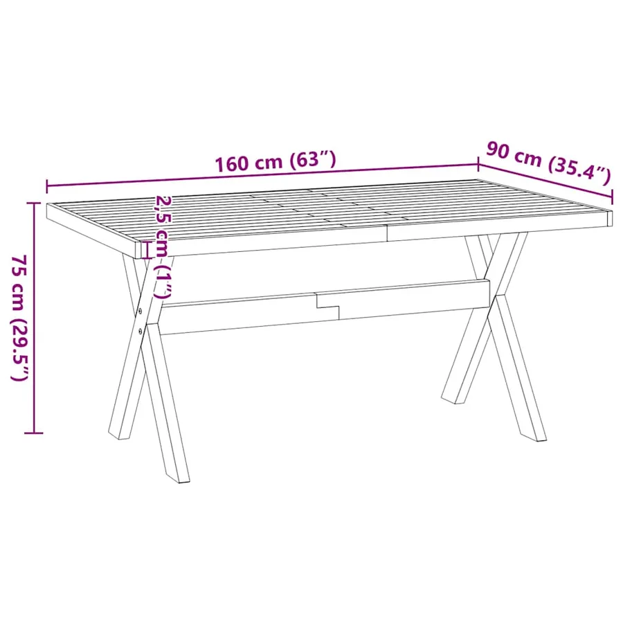 Table à manger NOAIN pieds en forme de X 160x90x75cm massif pin - 9