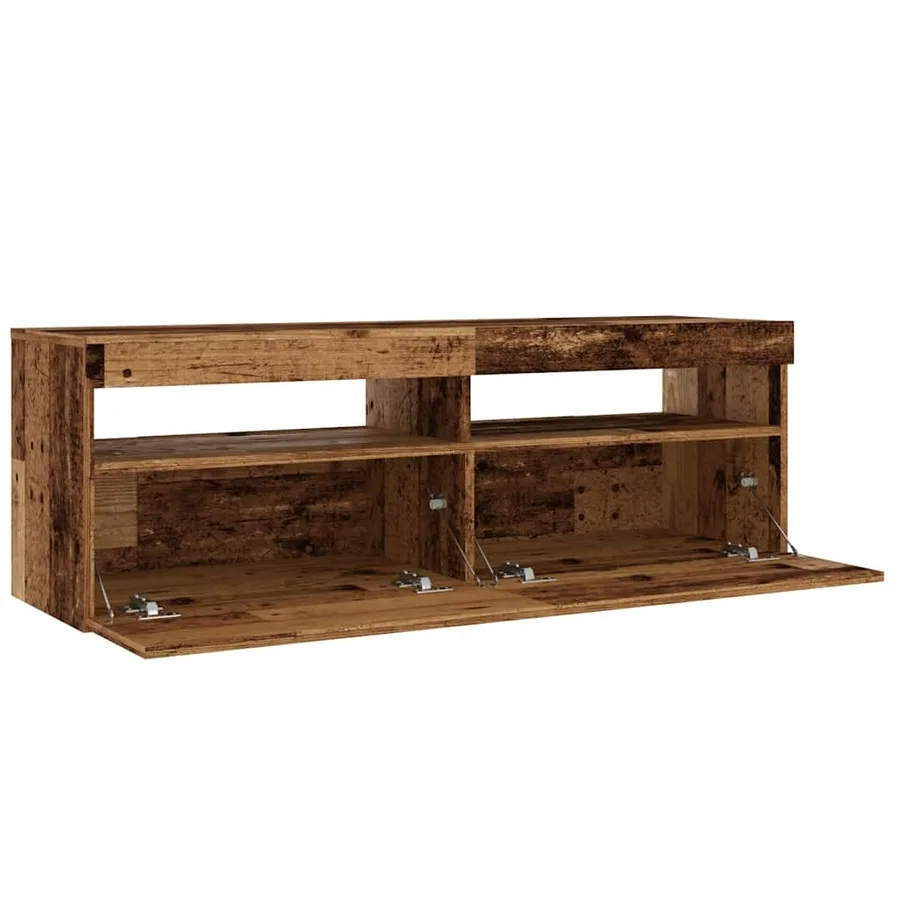 Meuble TV avec lumières LED vieux bois bois d'ingénierie - 14