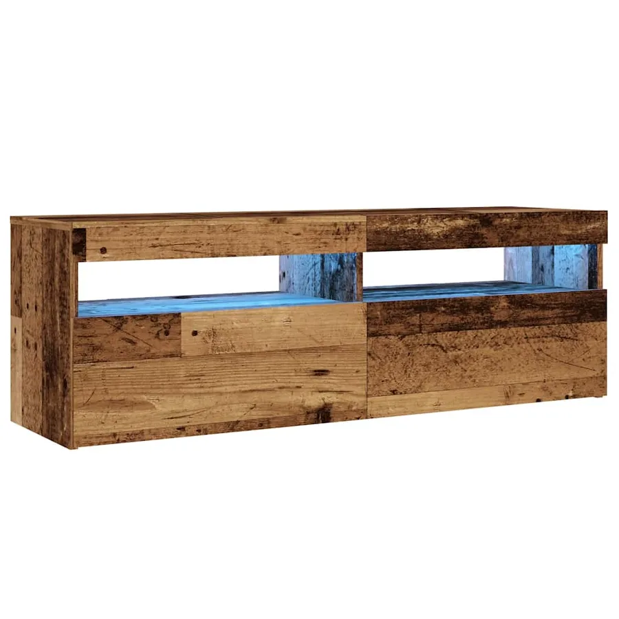 Meuble TV avec lumières LED vieux bois bois d'ingénierie - 4