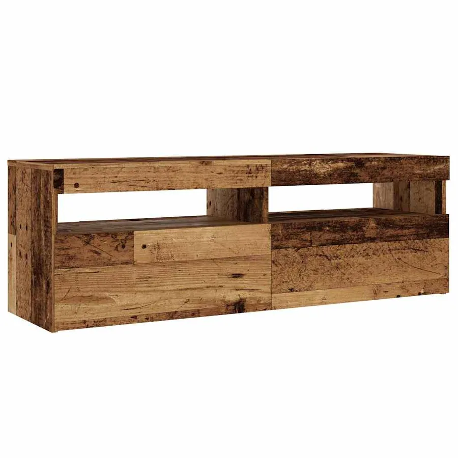 Meuble TV avec lumières LED vieux bois bois d'ingénierie - 5