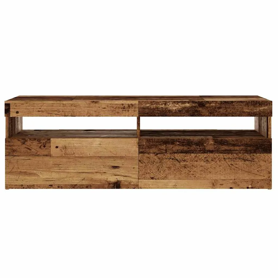Meuble TV avec lumières LED vieux bois bois d'ingénierie - 6