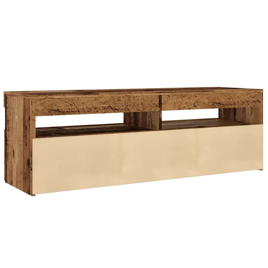 Meuble TV avec lumières LED vieux bois bois d'ingénierie - 7